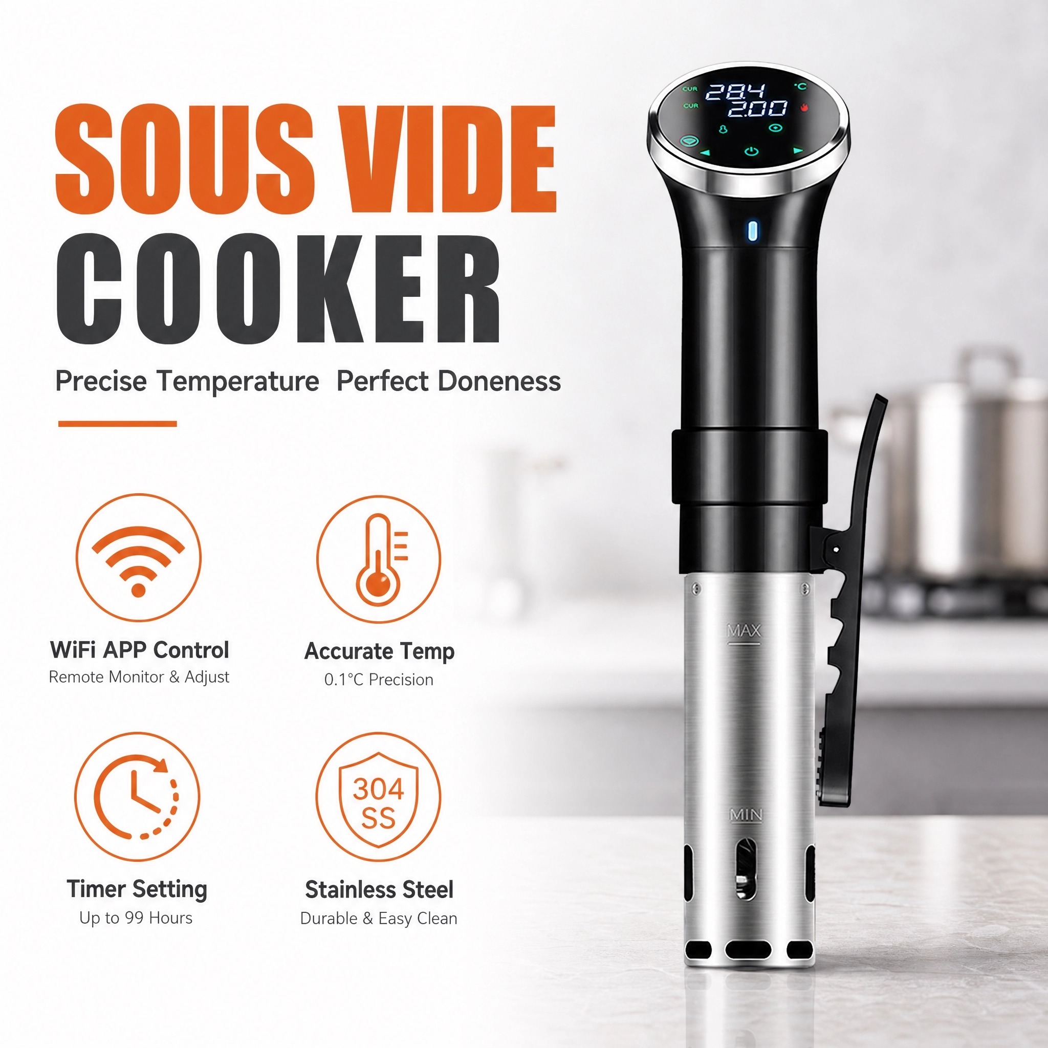 Sous Vide Precision Cooker 1100W - Sous Vide Cooker WiFi Digital Precision