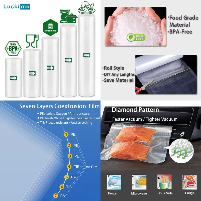Vacuum Sealer Bags Rolls Bpa Free - 5 Rolls Vacuum Sealer Bags Set